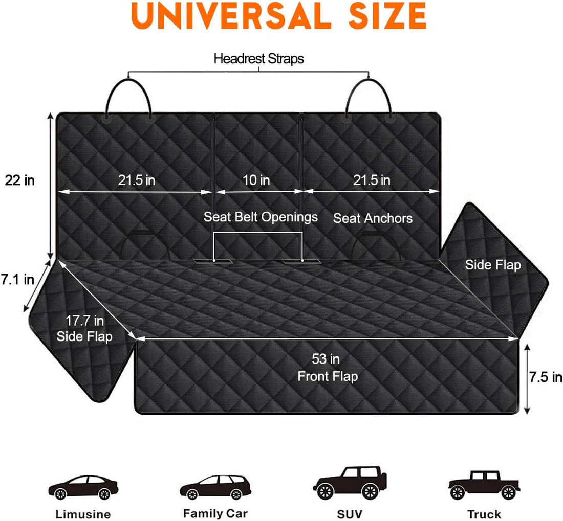 Yuntec Dog Car Seat Cover, Back Seat Cover for Dogs Pet Car Seat