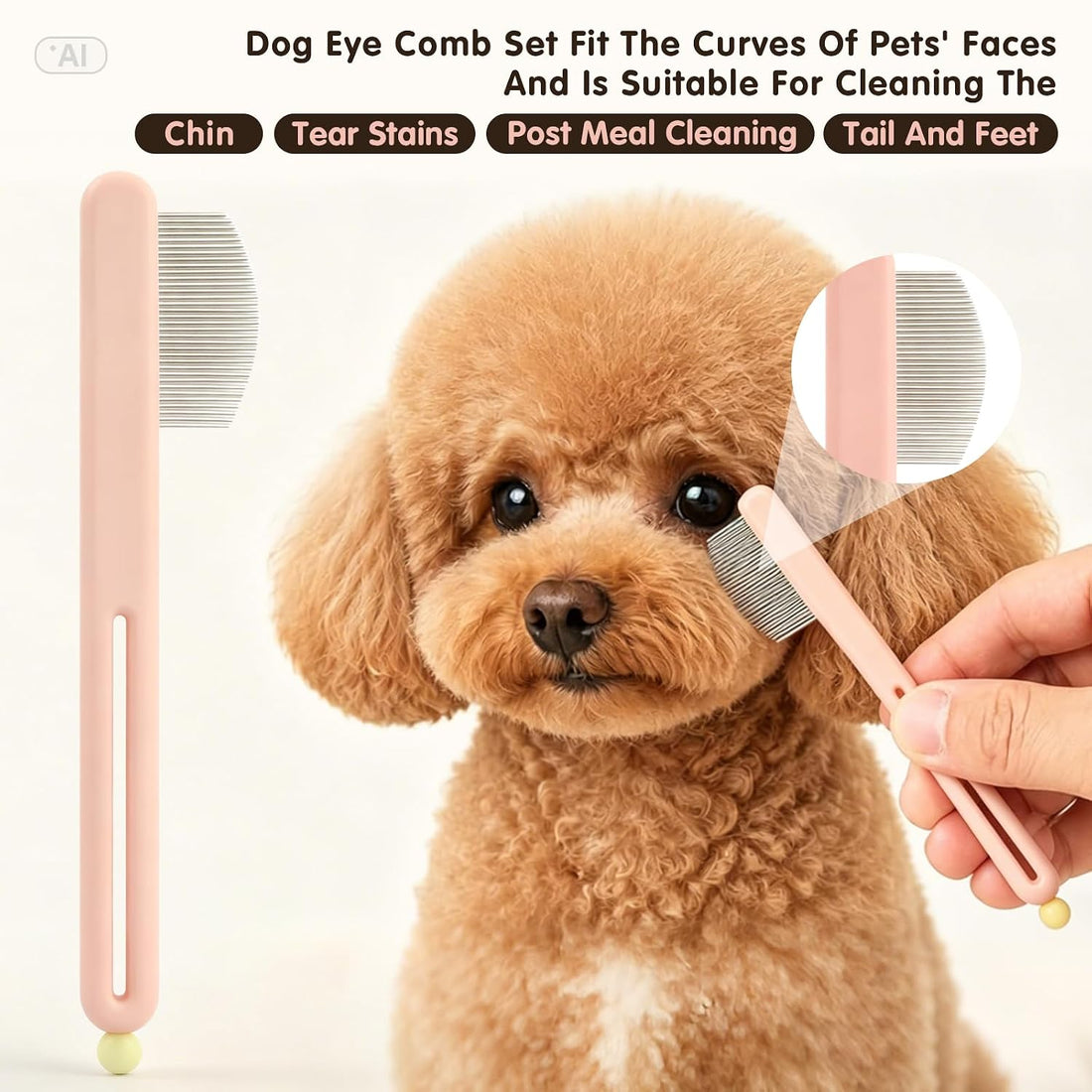 3 Pack Dog Eye Combs, Stainless Steel Tear Stain Remover Tool for Pet