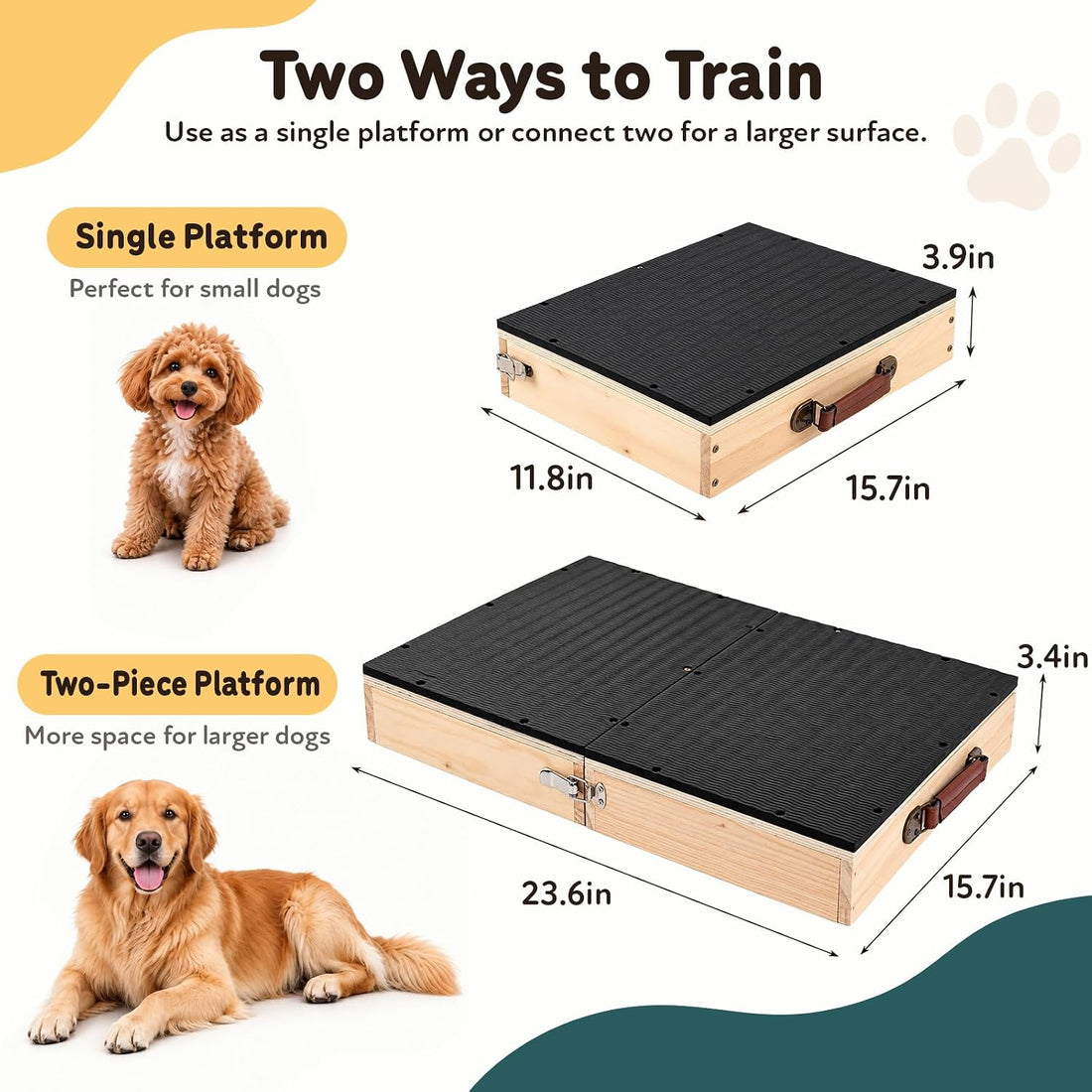 2 PCS Place Board Wooden Connectable Dog Training Platform, Black
