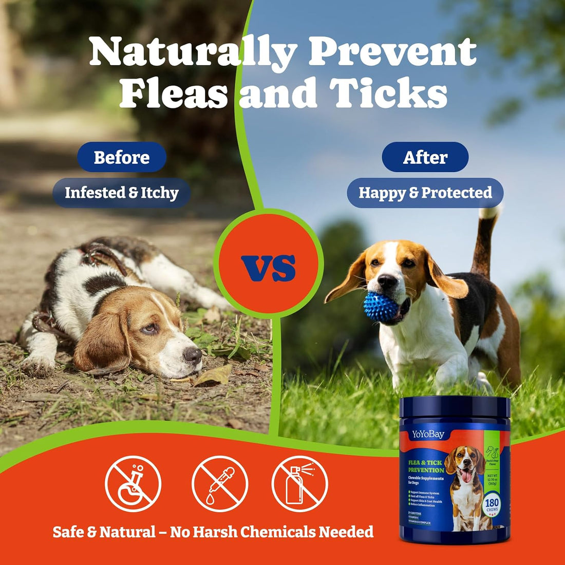 Flea & Tick Prevention for Dogs Chewables,Dog Immune Support