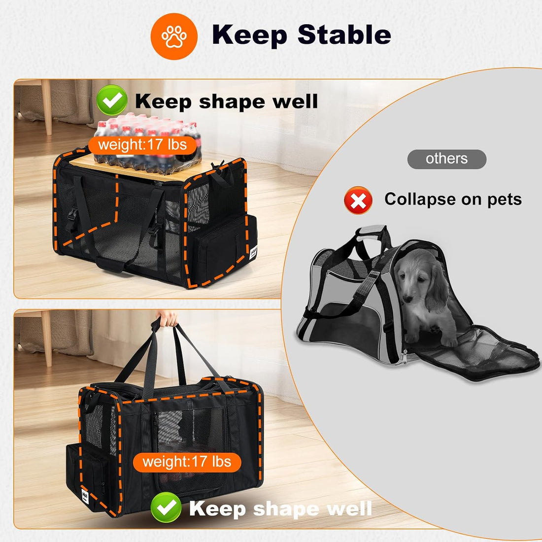 pidipiti 25x17x17 Extra Large Expandable car cat Carrier with