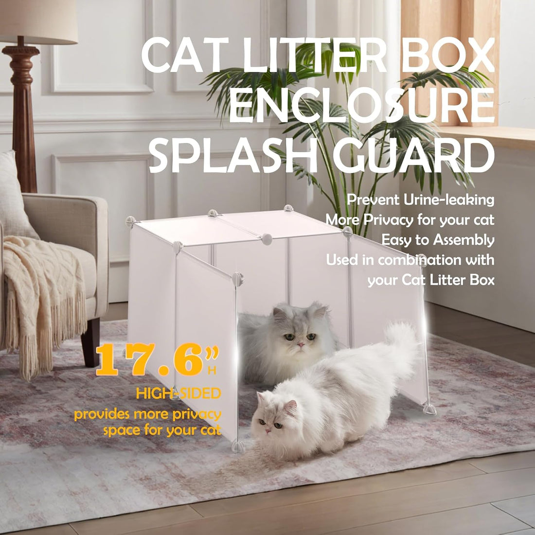 MEEXPAWS Cat Litter Box Enclosure, Splash Guard, Pee Shield High Walls