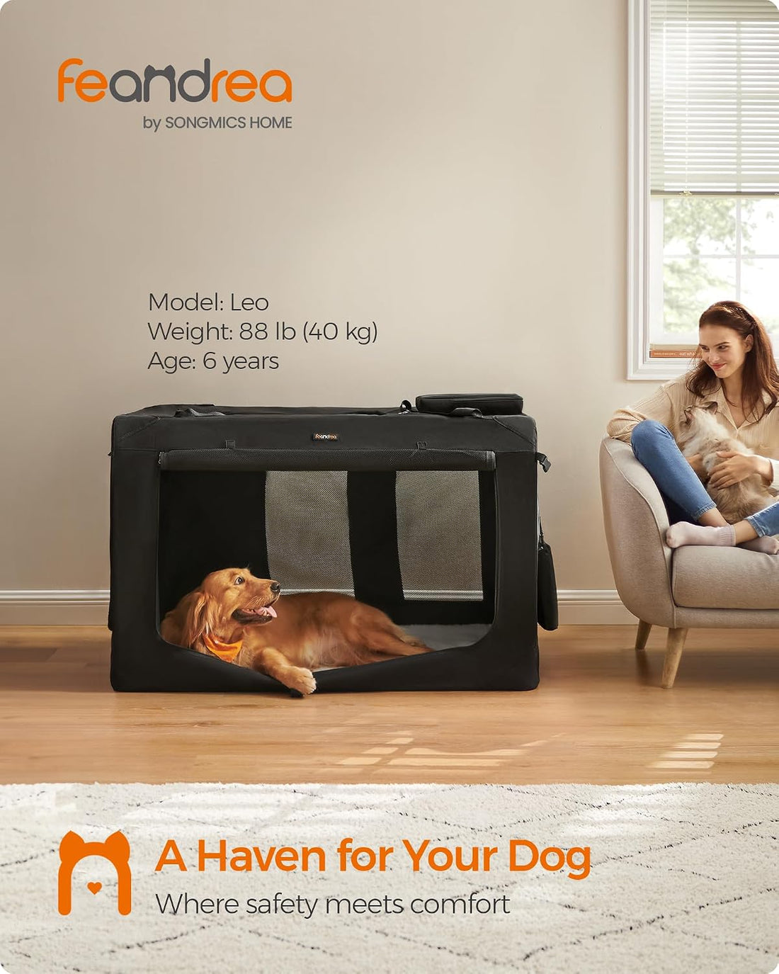 Feandrea 48 Inches Collapsible Soft Dog Crate