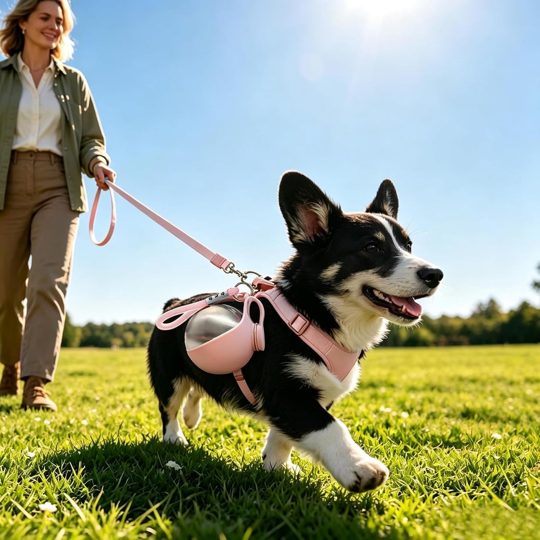 Drain-Back Stainless Steel Portable Dog Water Bottle with Bowl