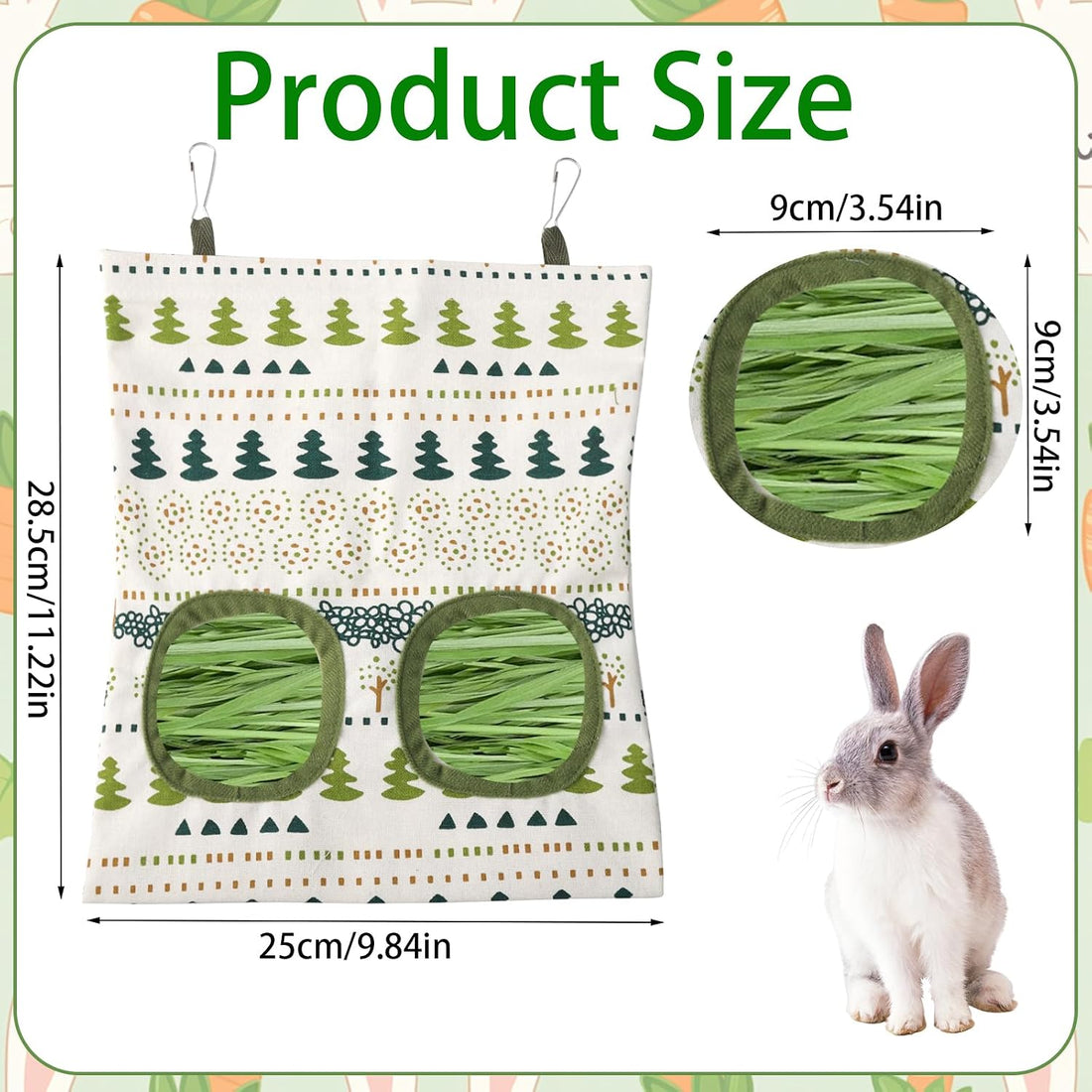 2PCS Rabbit Hay Feeder, Hanging Hay Feeder Guinea Pig Hay Feeder