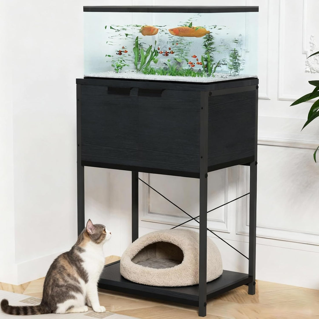 5-10 Gallon Fish Tank Stand with Cabinet Storage for Aquarium Stand