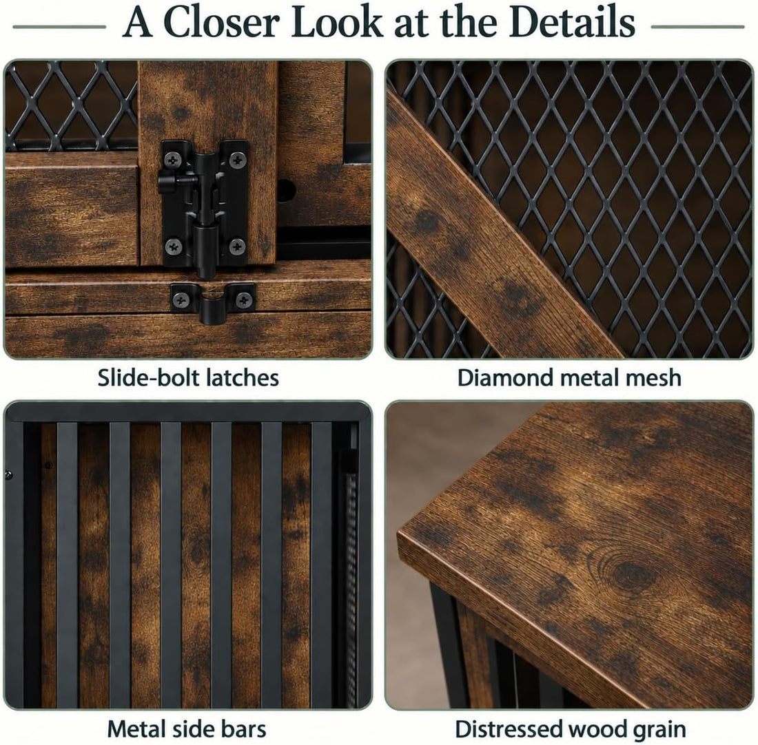 kepptory Furniture Dog Crate for Medium or 2 Small Dogs, Wooden Kennel