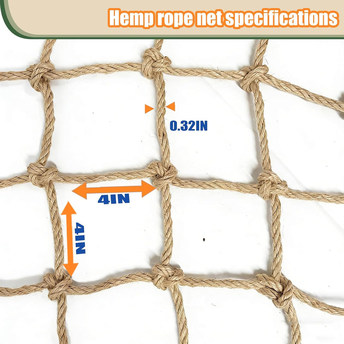 HARERNET Jute Hemp Rope Net Balcony Safety Net for Kids Climbing