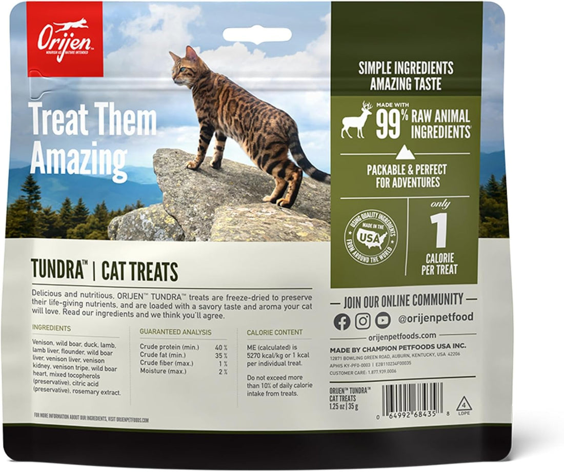 ORIJEN Tundra Freeze Dried Cat Treats, Grain Free Treats for Cats