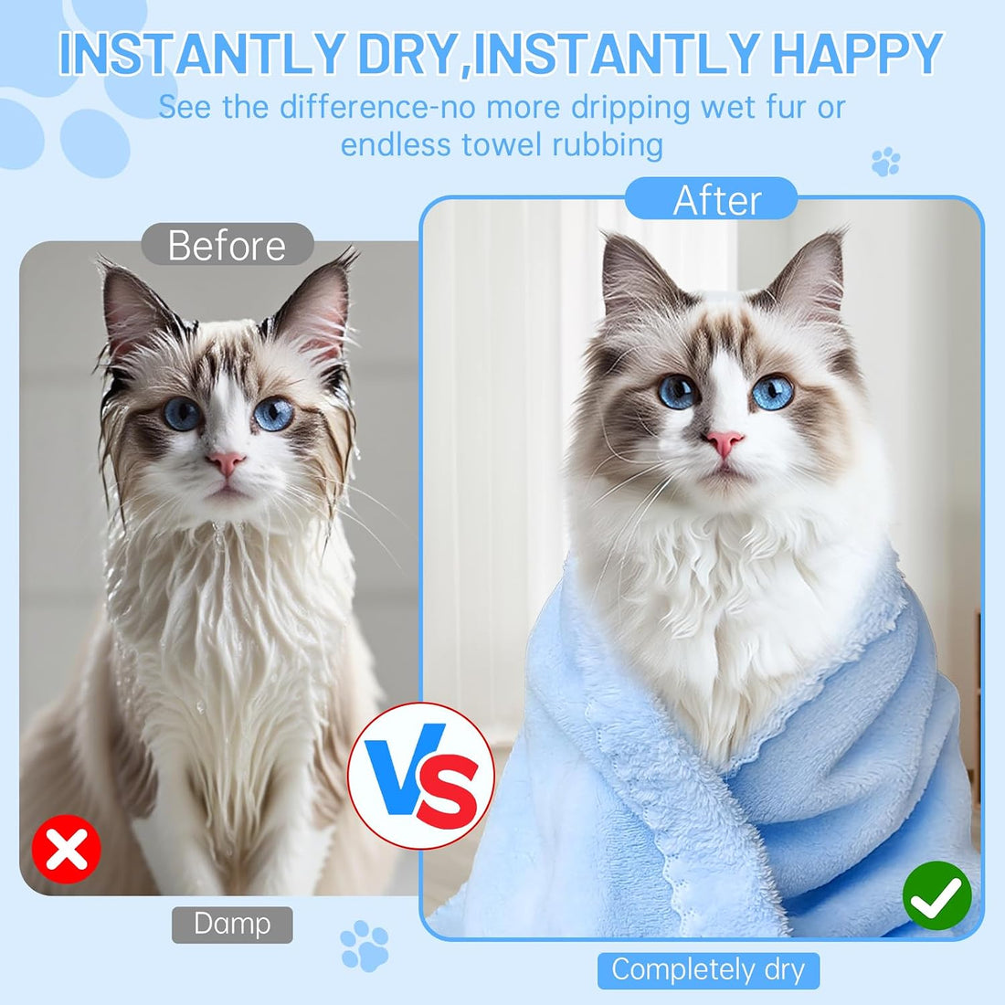 DuckSky 5Pcs 29.5 x 13.77'' Cat Towels Microfiber Pack Bulk