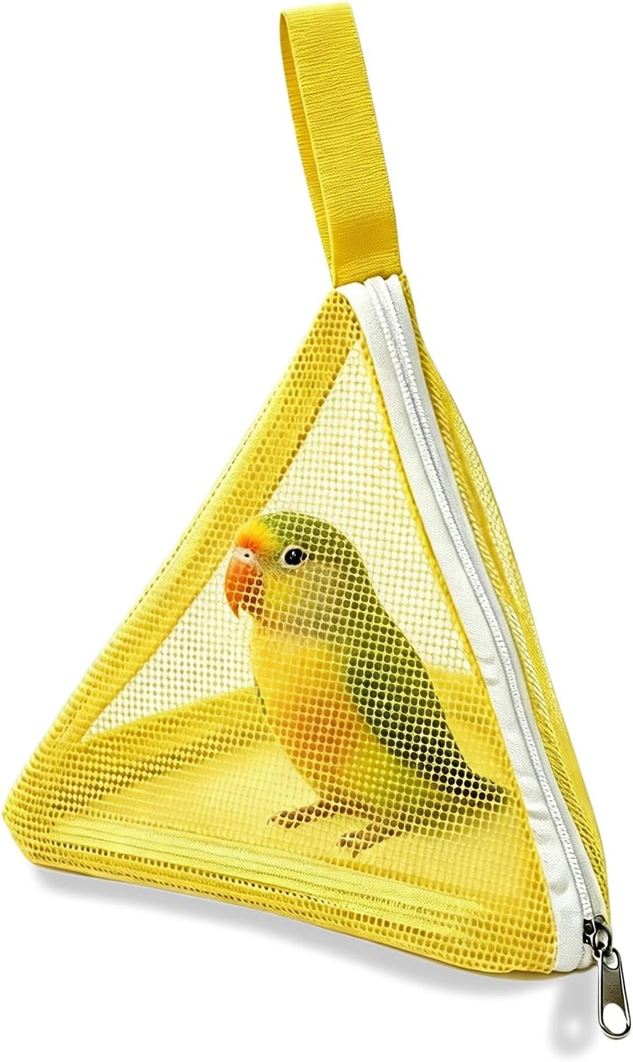 Small Bird Carrier, Triangular Pyramid Mesh Travel Bag with Zipper