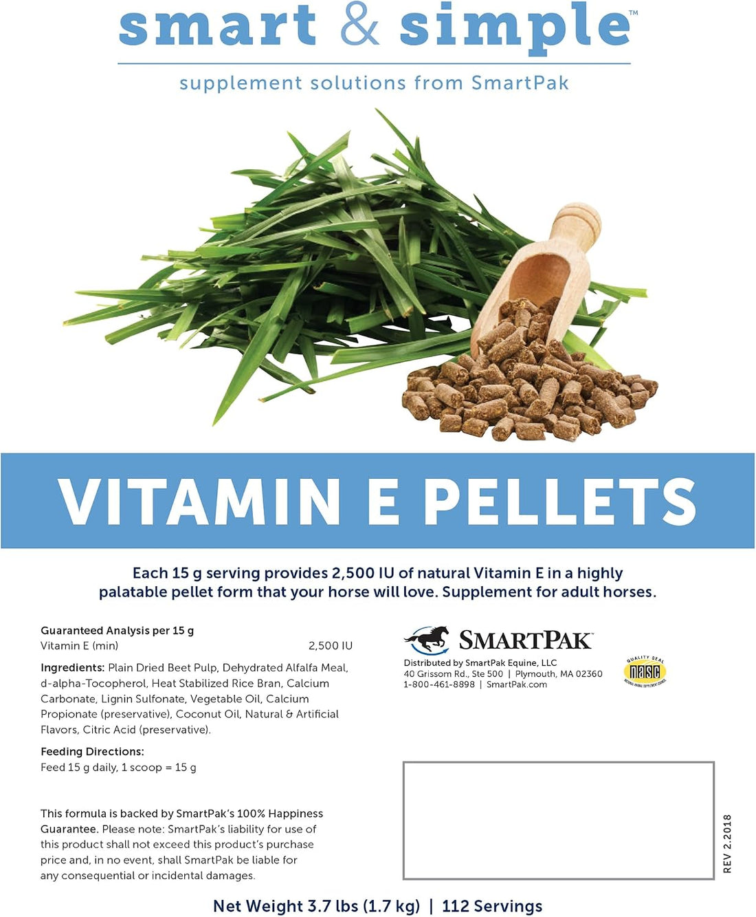 SmartEquine Smart & Simple Vitamin E Pellets, 3.7 lb, 112 Servings