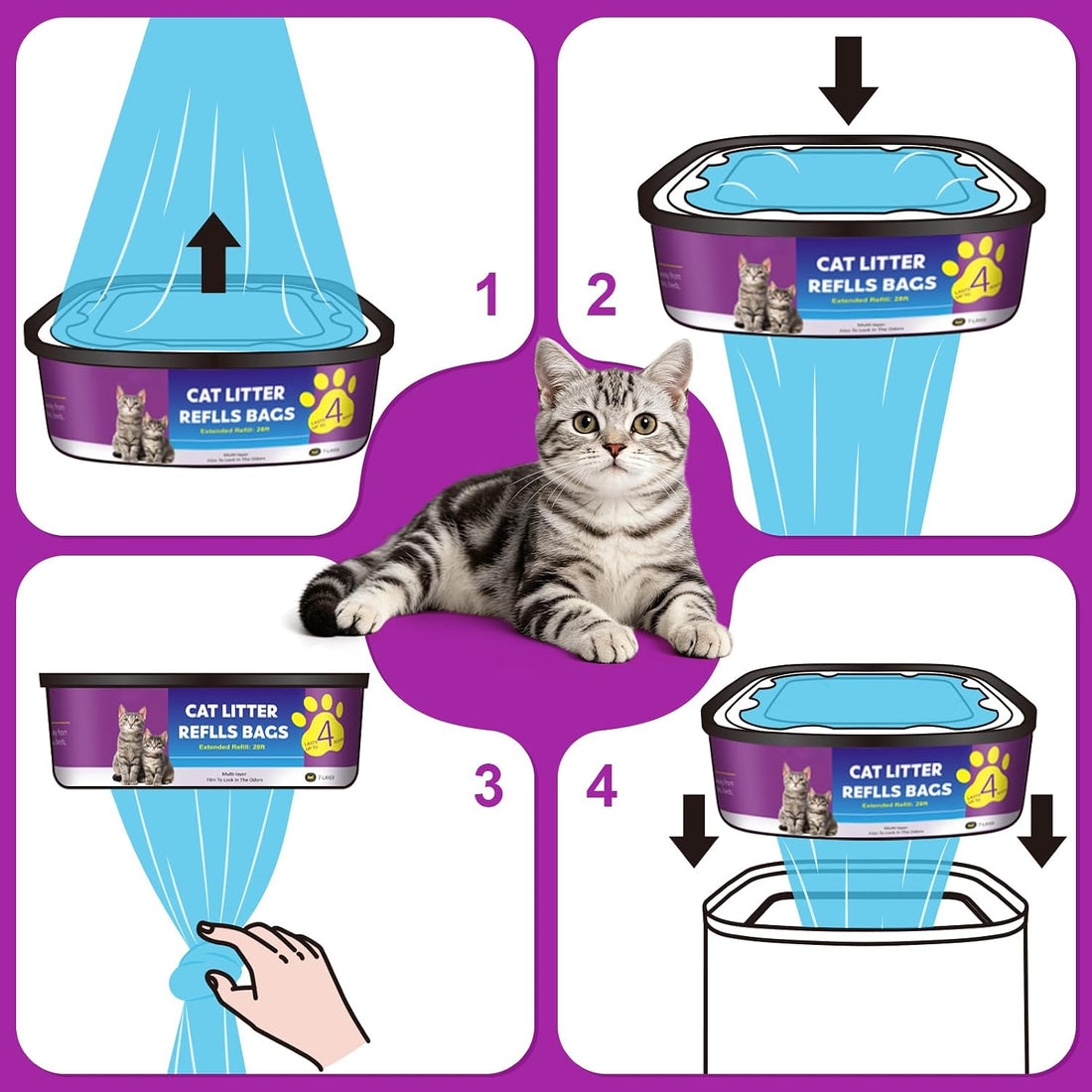 Feoxialy Cat Litter Refill Bags Jumbo 28FT 2 Pack Up to 8 Months