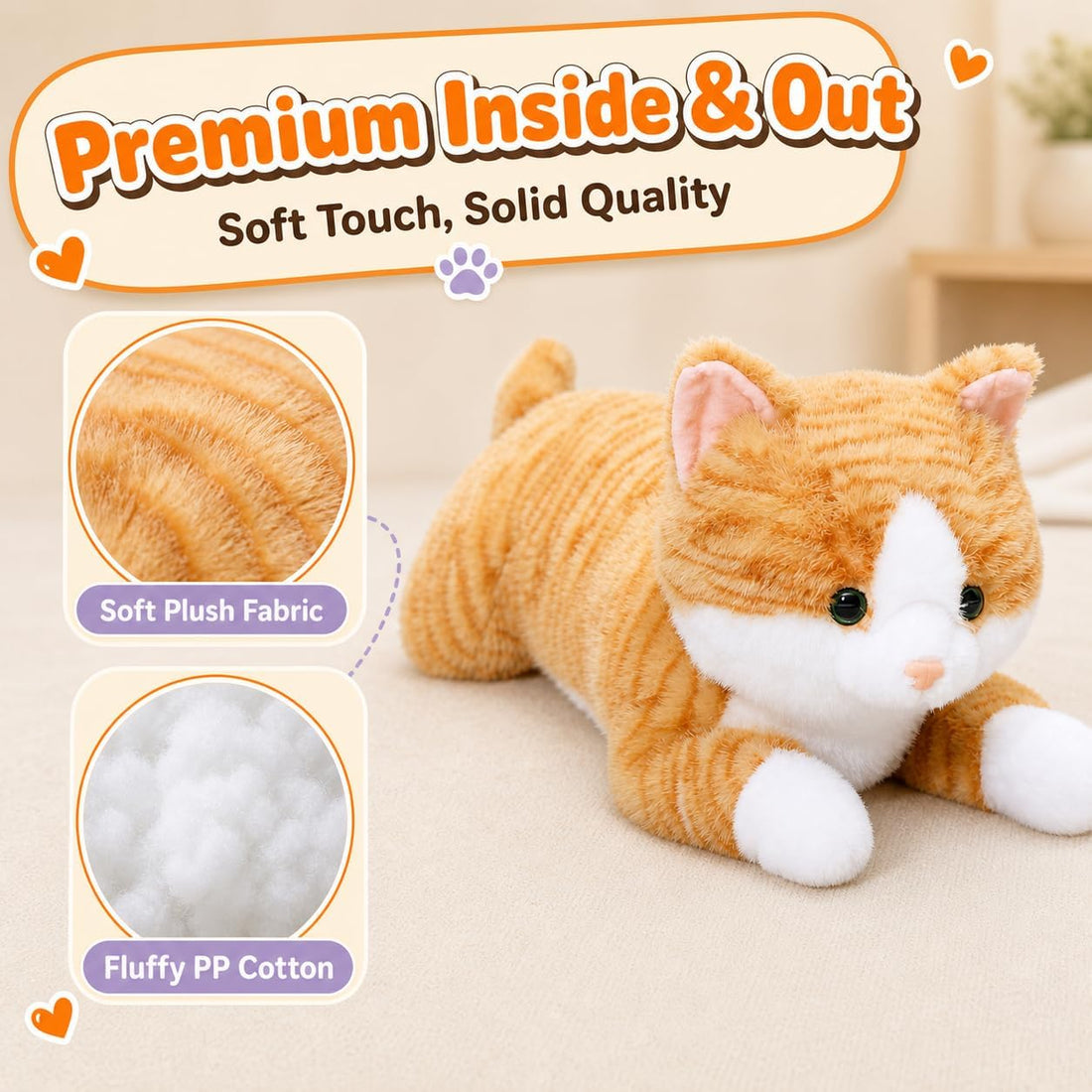 Weighted Cat Stuffed Animal, 3 lb, 23.6 in Plush Cat