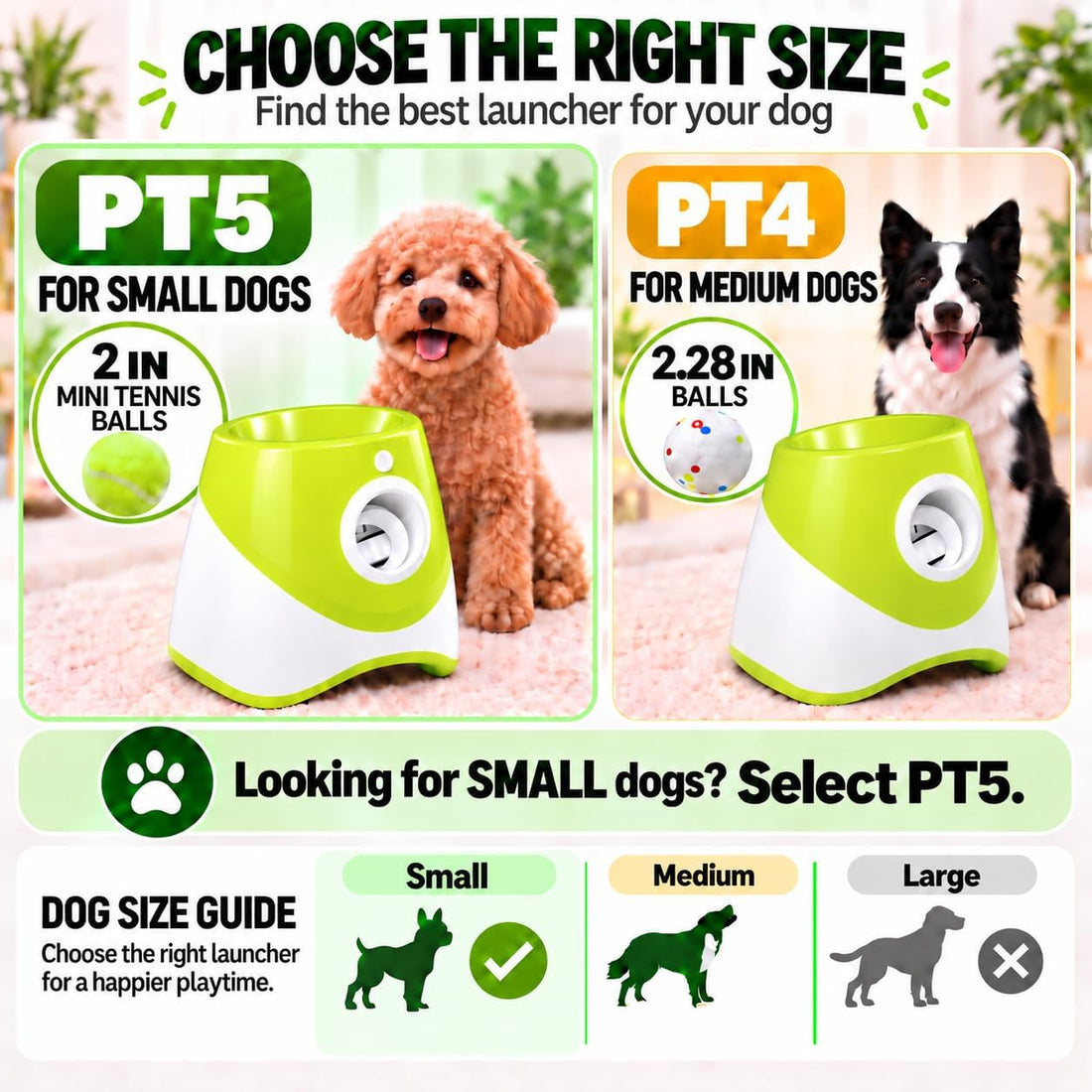 PT5 Automatic Dog Ball Launcher for Small Dogs