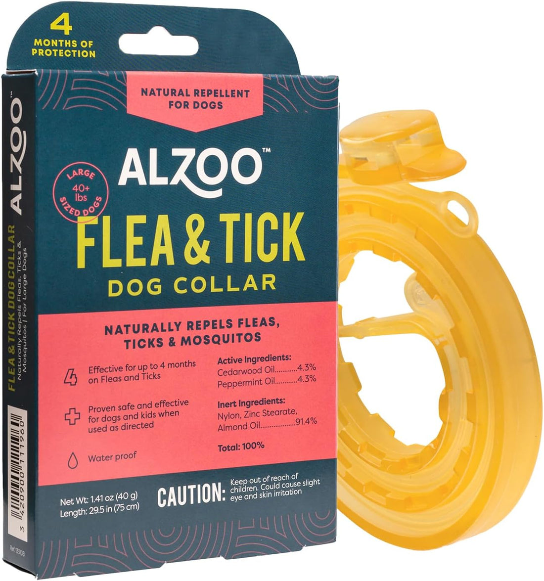 ALZOO Flea & Tick Collar for Dogs, Large 40+ lb