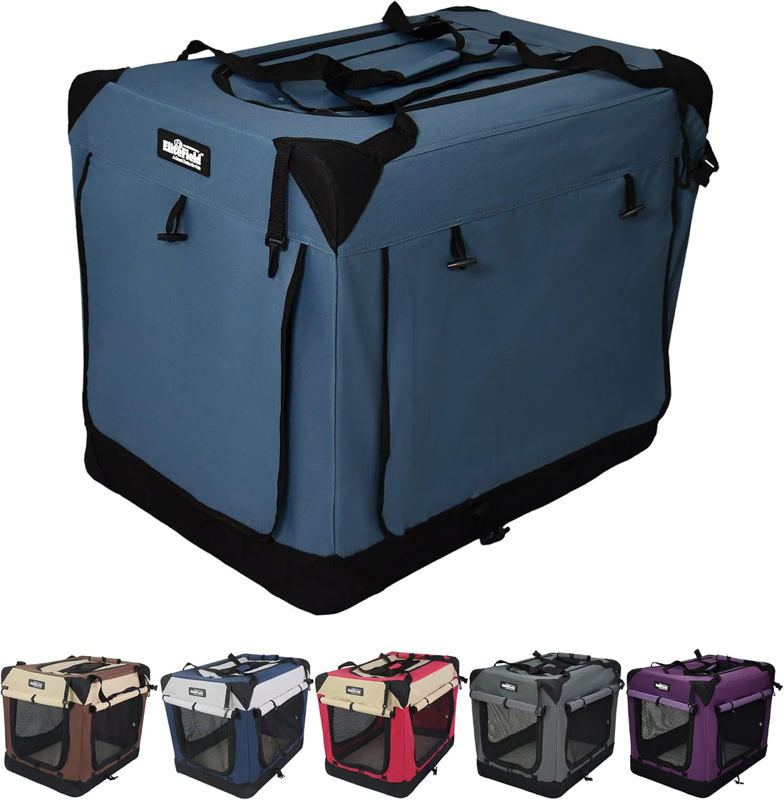 EliteField 4-Door Folding Soft Dog Crate with Curtains