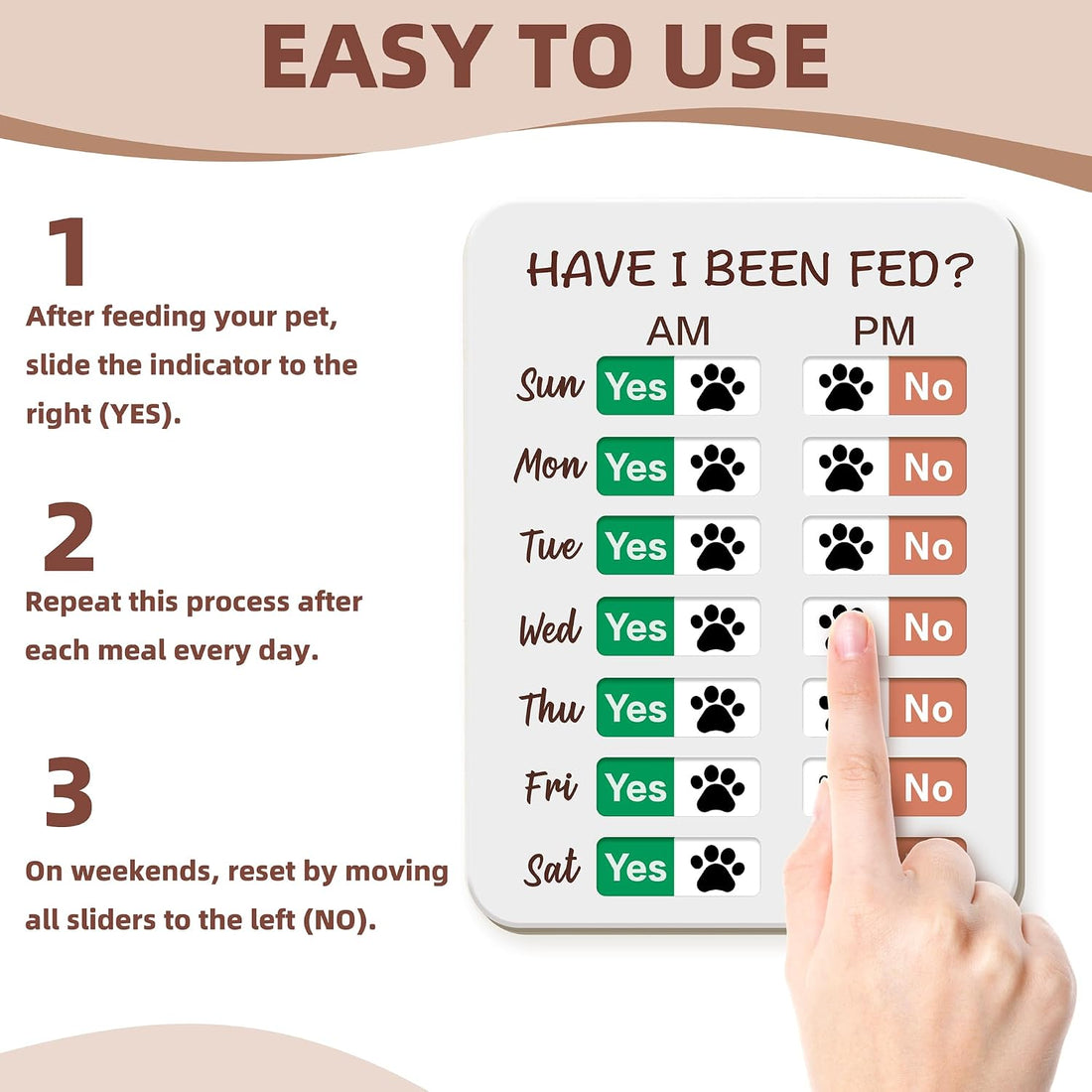 Dog Feeding Reminder, Dog Fed Sign Tracker -Daily Am/Pm Chart Slider