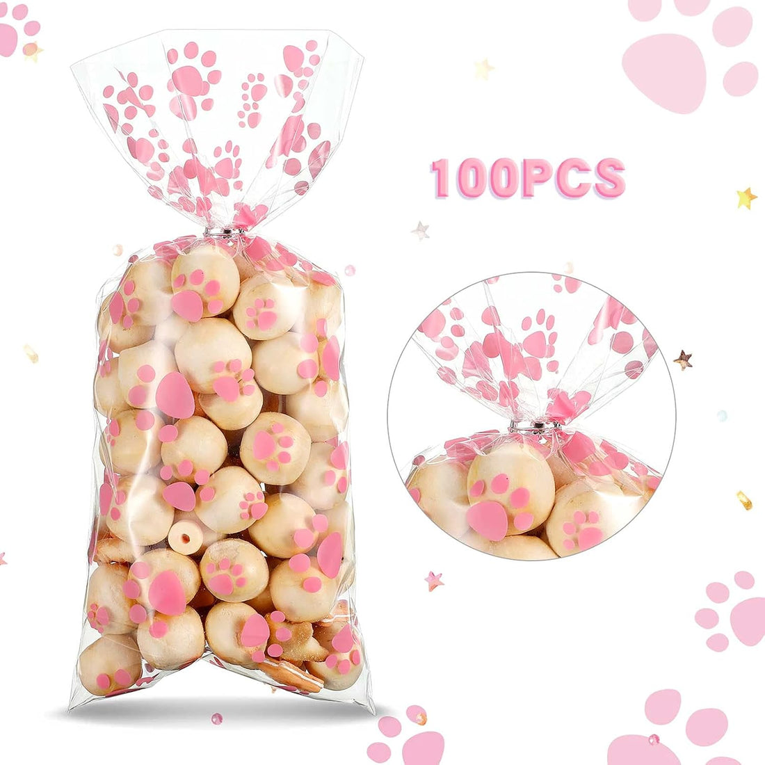 Blulu 100 Pcs Dog Treat Bags Puppy Party Favor