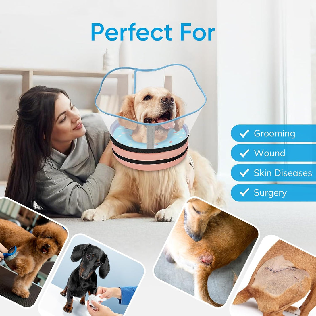Supet Sponge Dog Cone Collar Stop Licking After Surgery