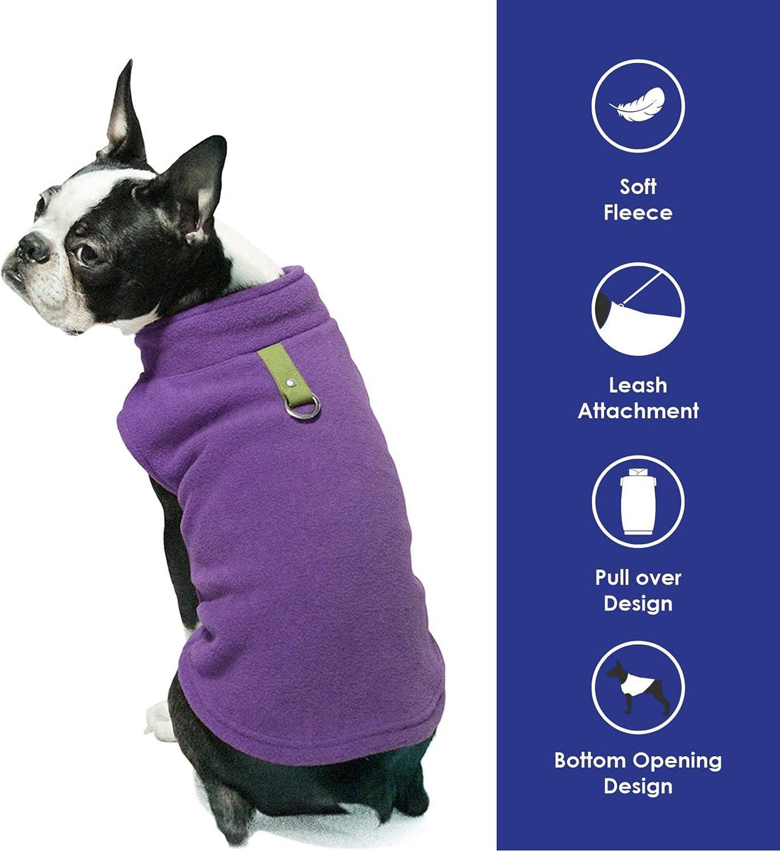 Gooby Fleece Vest Dog Sweater, Lavender, Medium