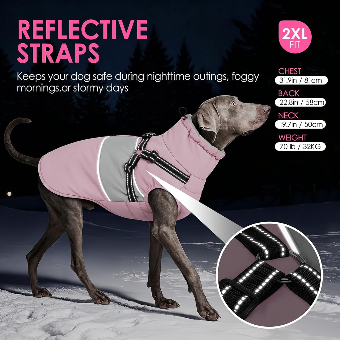 AOFITEE Dog Coat with Harness Waterproof Dog Winter Jacket for Medium