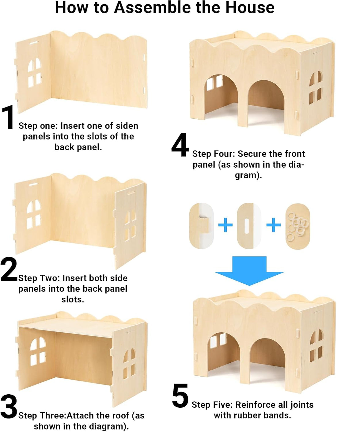 Bifeaw Natural Wooden Chew-Proof Guinea Pig Hideout