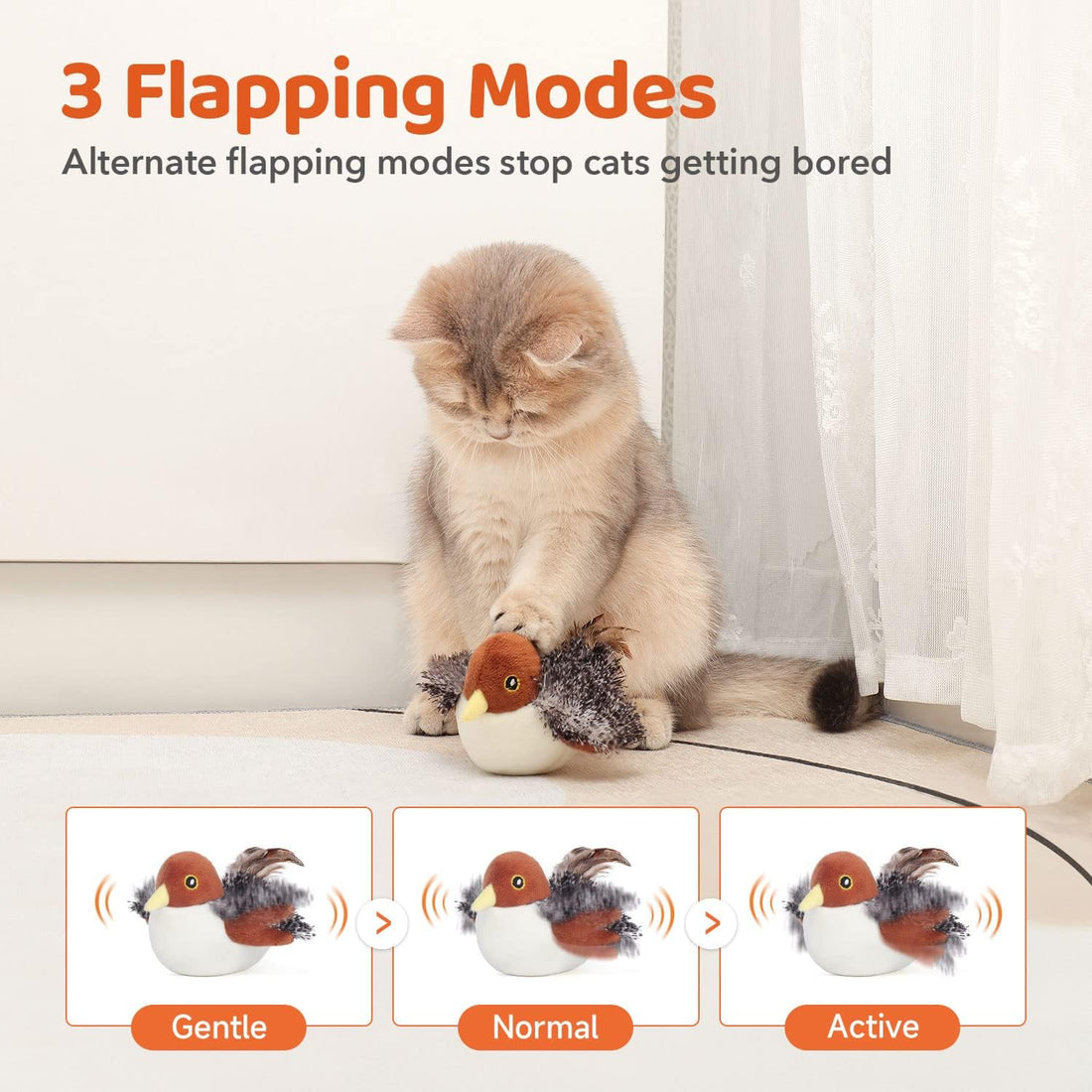 Potaroma Cat Toys Rechargeable Flapping Bird Sparrow
