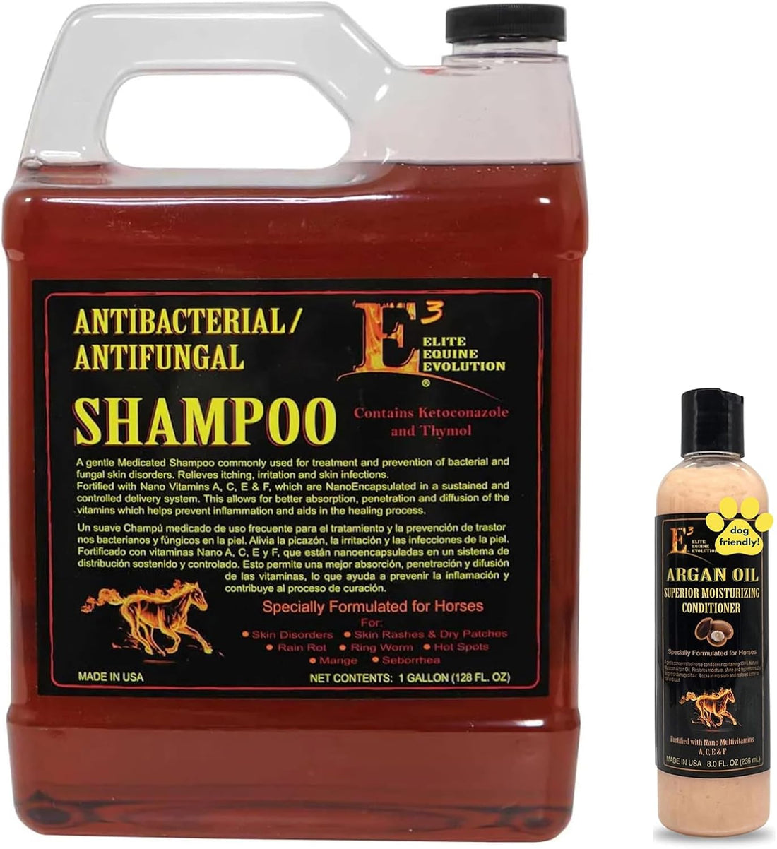 E3 Antifungal Ketoconazole and Thymol Skincare Shampoo for Horses
