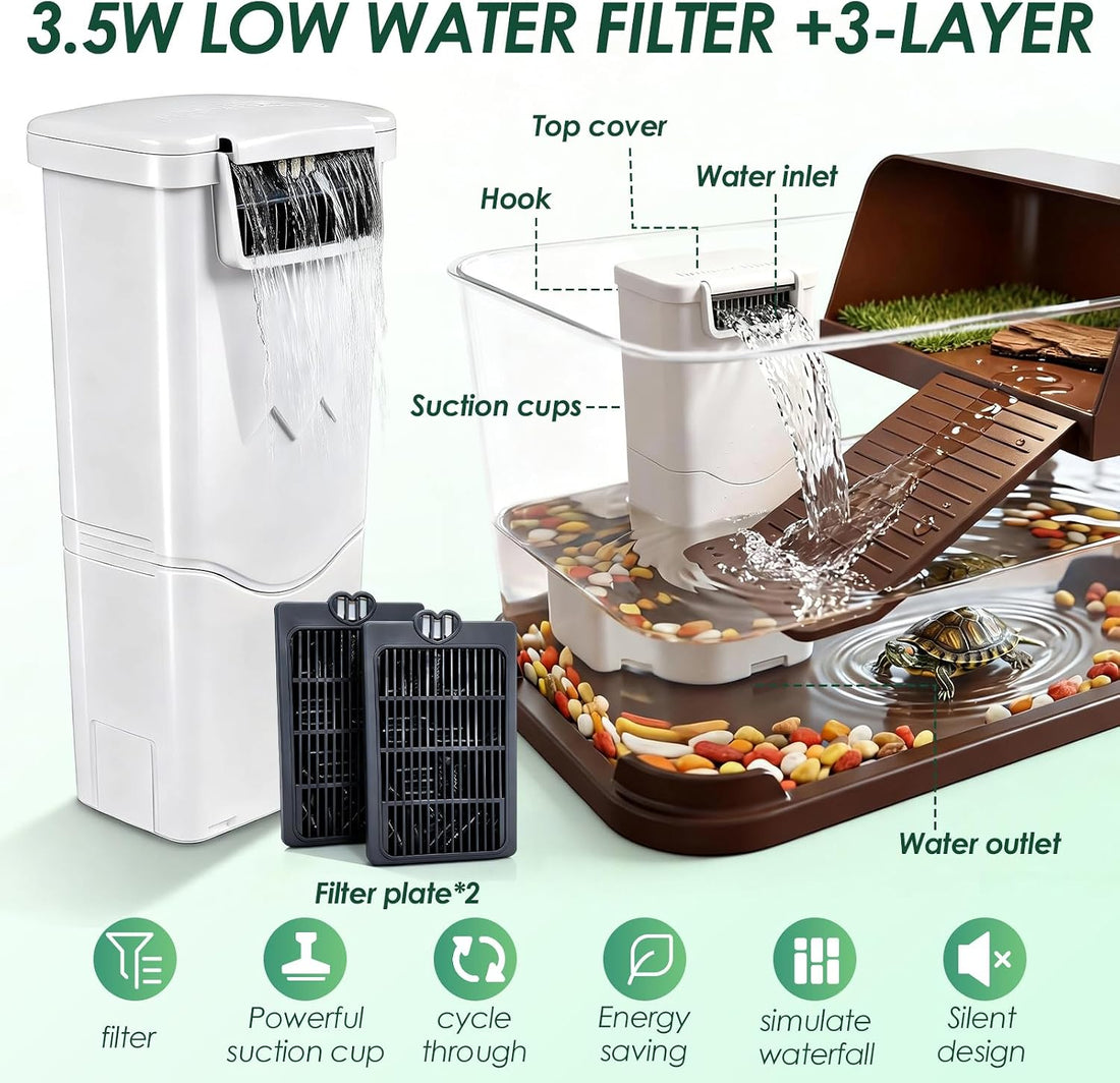 Turtle Tank Starter Kit,All-in-One Aquatic Turtle Aquarium Habitat