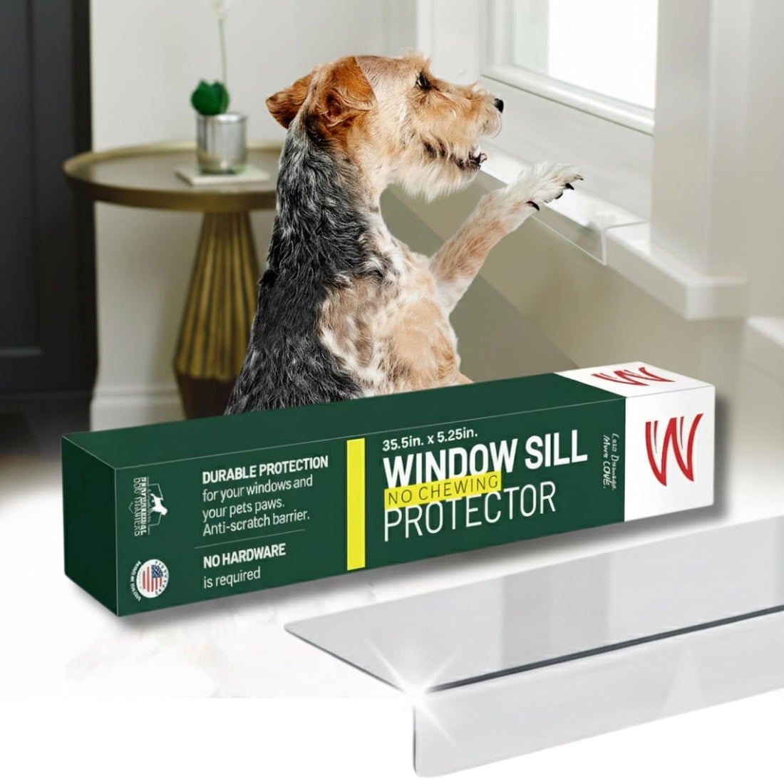 CLAWGUARD Window Sill Protector for Dogs and Cats, Clear, 35.5x3.25 in