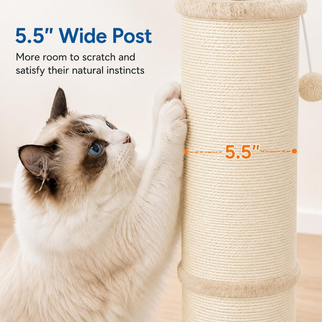 Cat Scratching Post with 5.5 Inch Diameter Sisal Post, 32 Inch