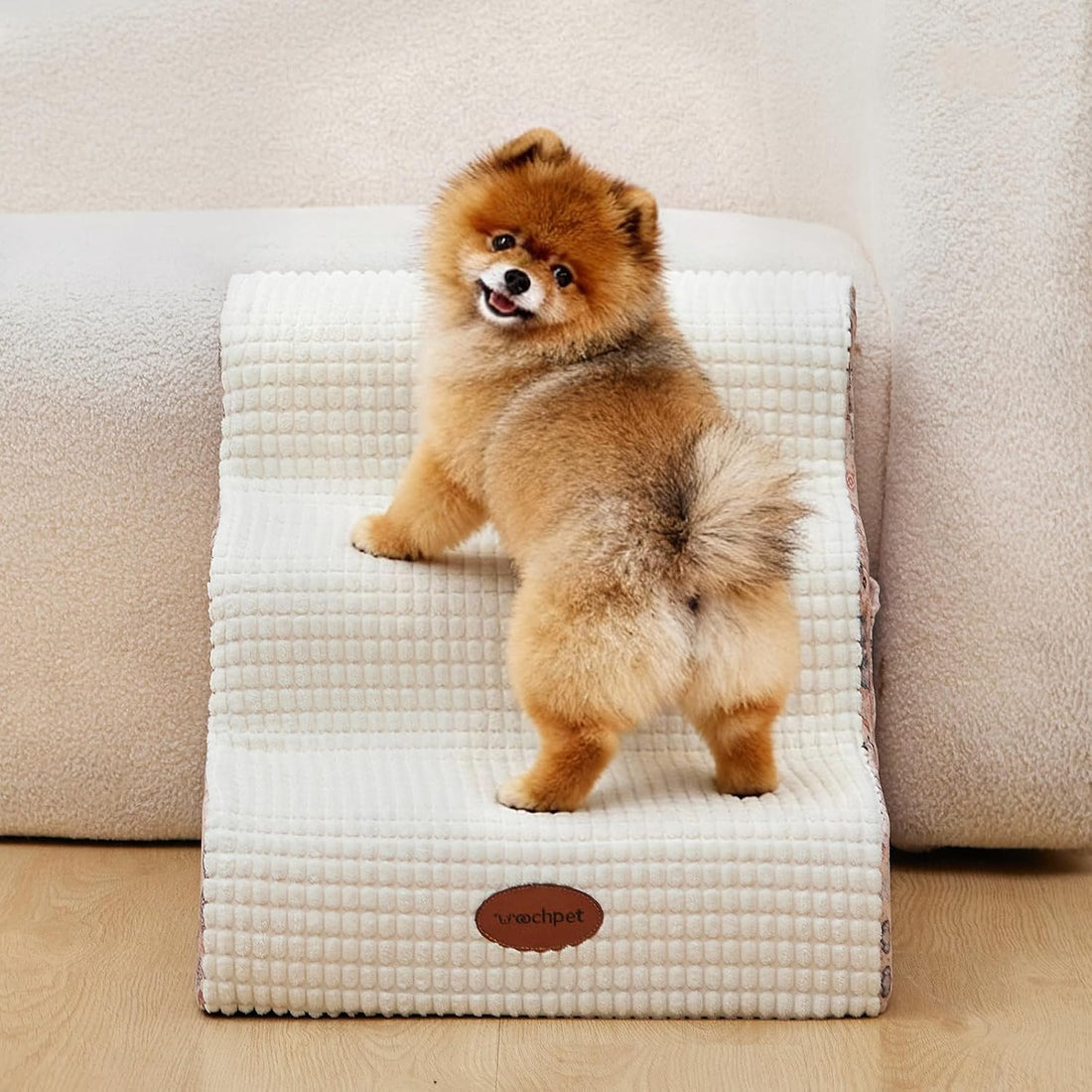 Woochpet 3-Step Dog Stairs, 23.6" Foam Pet Steps for High Beds