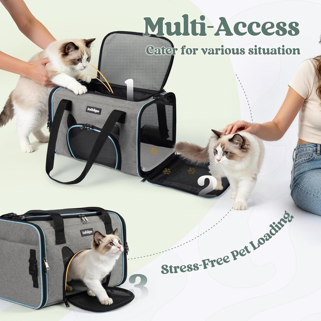 rabbitgoo Cat Carrier Soft with Safety Buckles
