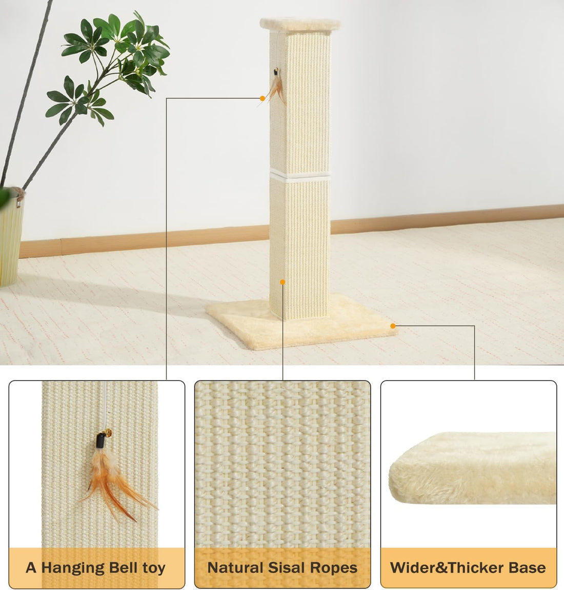 Made4Pets Cat Scratching Post for Indoor Cats, Sisal Cat Scratcher