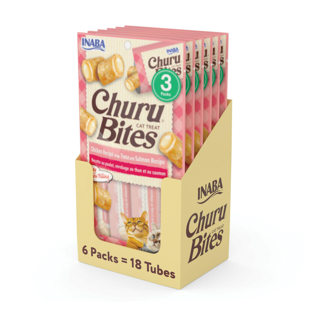 INABA Churu Bites Soft & Chewy Cat Treats, Tuna Salmon, 18ct