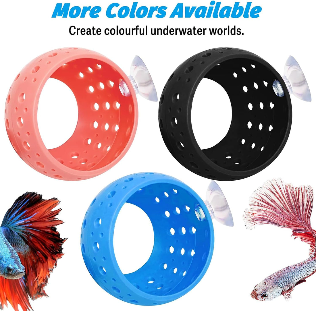 Fhiny Betta Tunnel, Aquarium Betta Fish Hideout with Suction Cup Fish