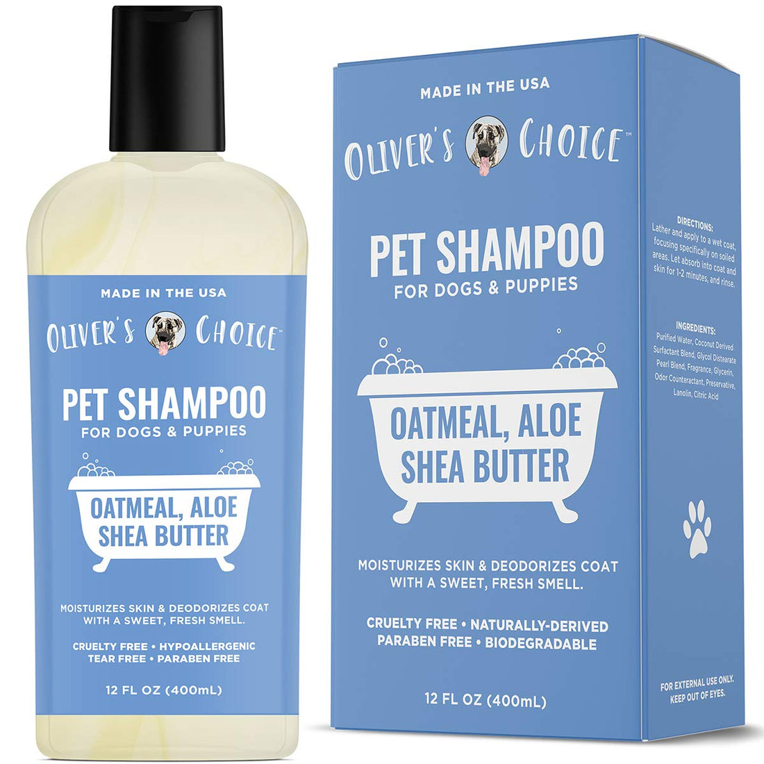 OLIVER'S CHOICE Dog Shampoo with Oatmeal, Aloe & Shea Butter