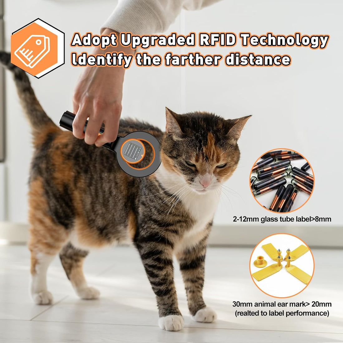 Symcode Pet Microchip Scanner RFID EMID Micro Chip Reader with 1.44IN