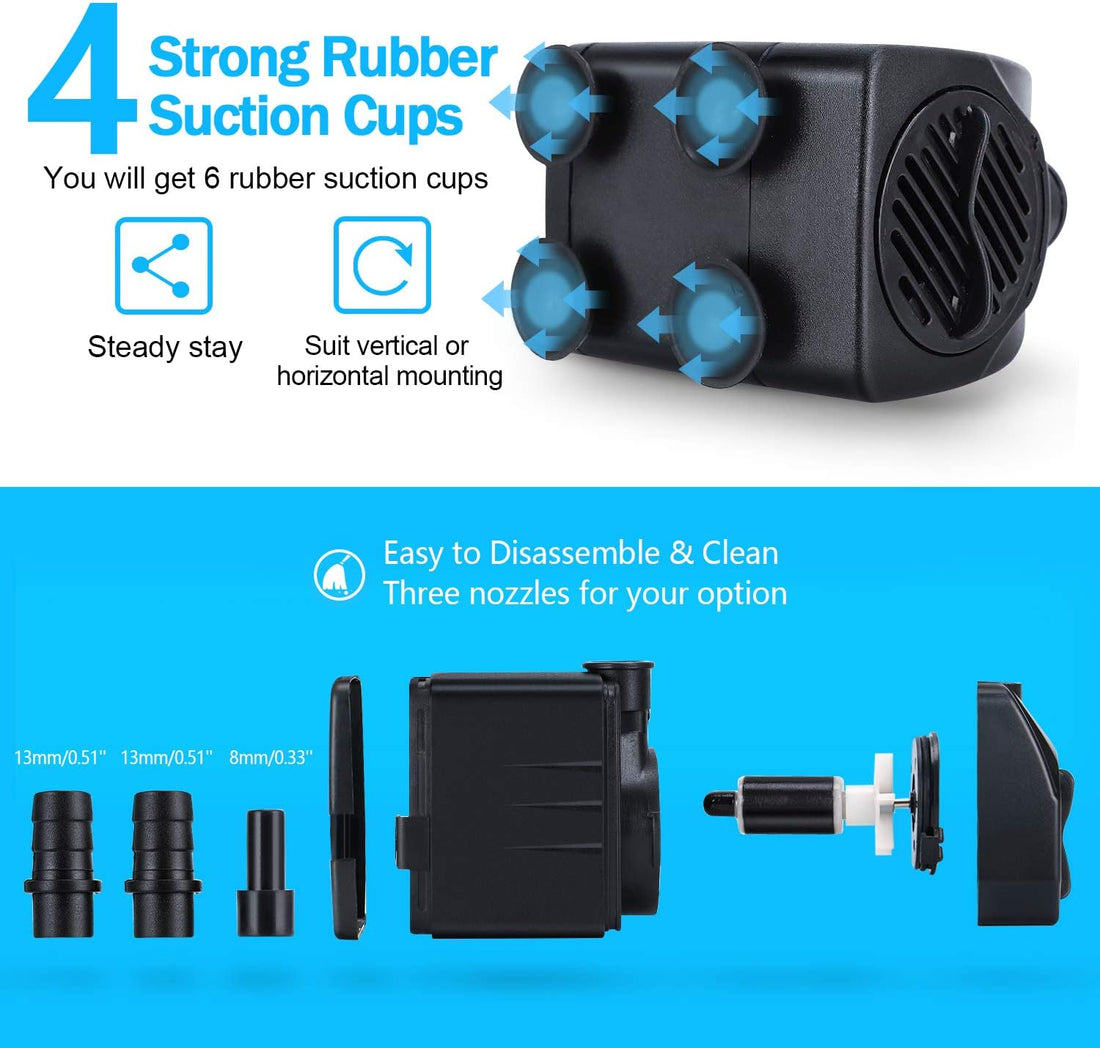 CWKJ 160GPH Submersible Fountain Water Pump with 4.9ft Tubing