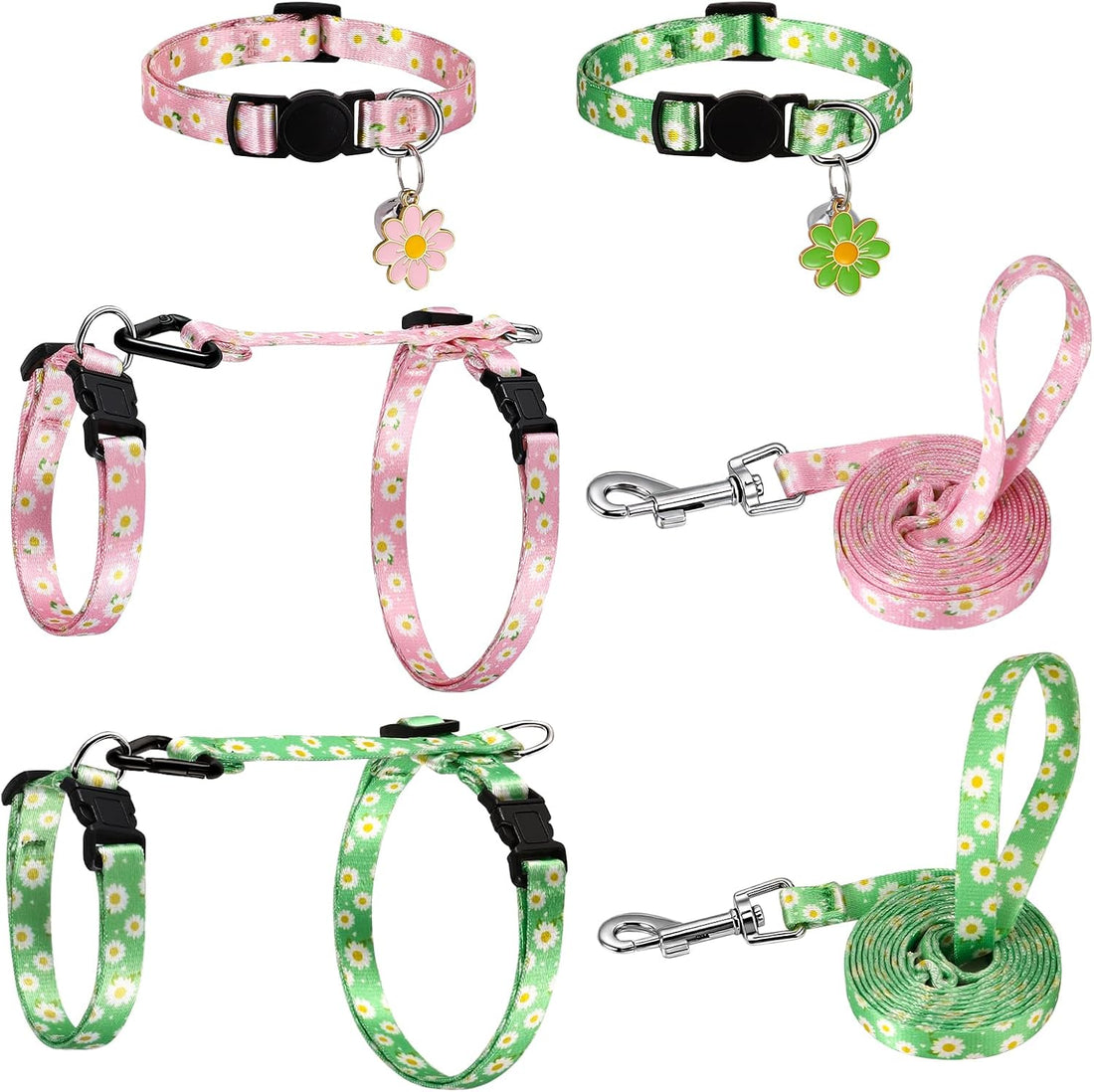 2 Pack Halloween Cat Harness and Leash Breakaway Cat Collars with Bow