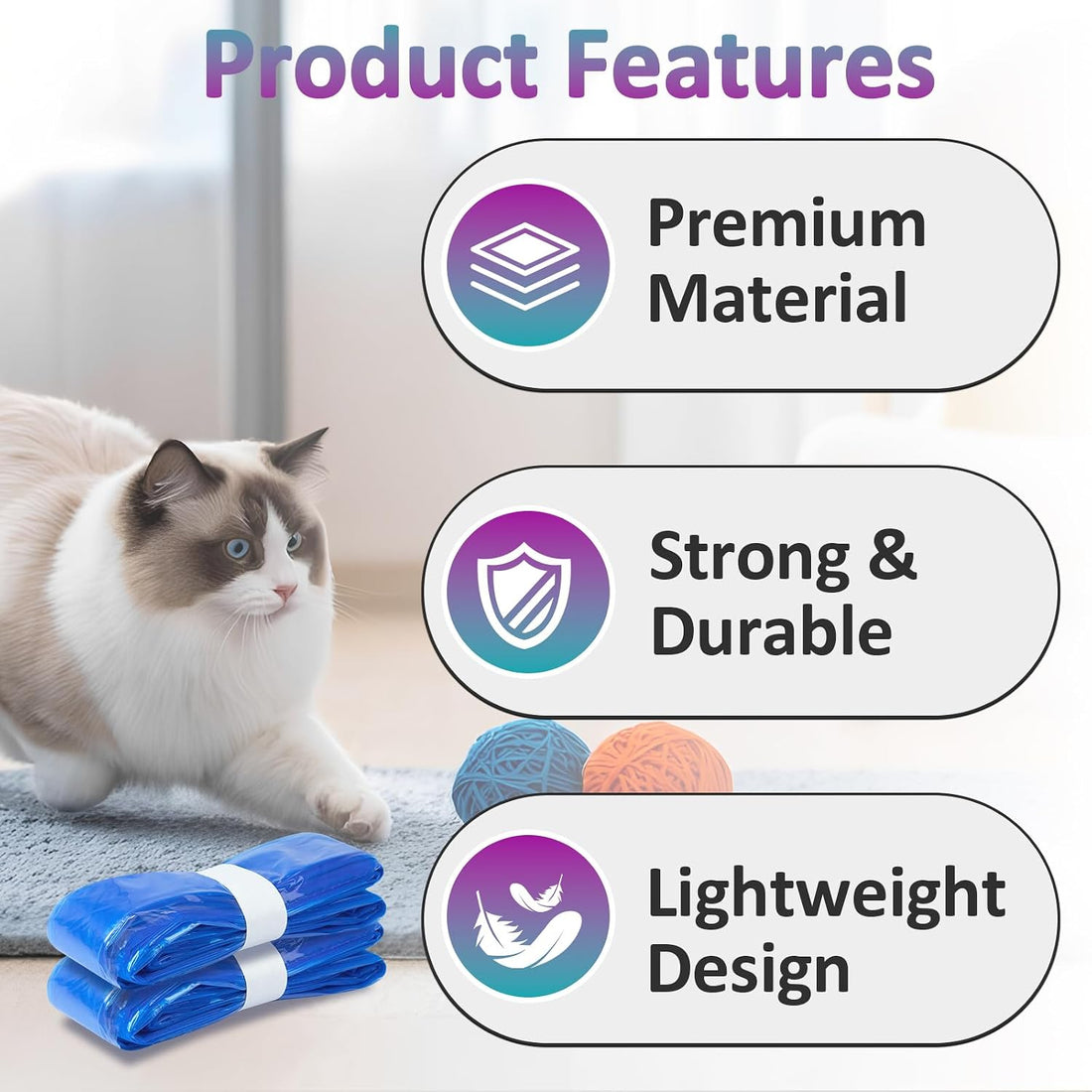30 Pcs Cat Litter Refill Bags, Durable Universal Cat Litter Refills