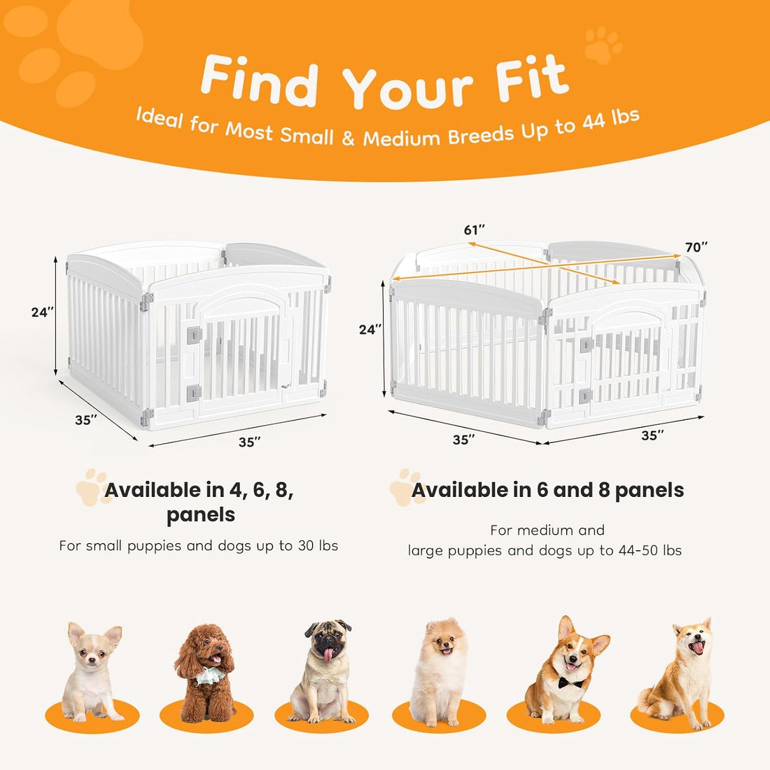 NEWBULIG Dog Playpen 6-Panel, 24IN Puppy Playpen