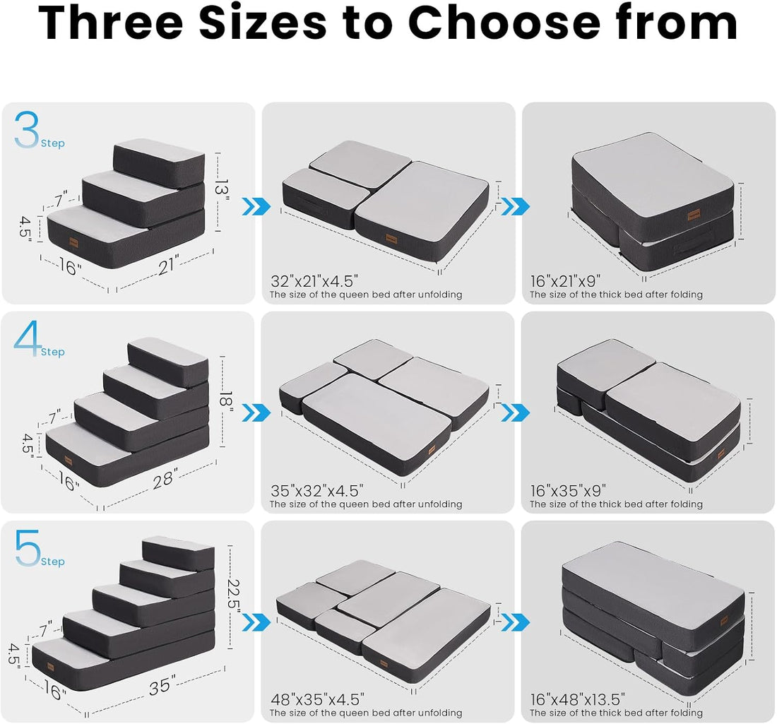 Garnpet 5-Step Adjustable Dog Stairs for High Beds