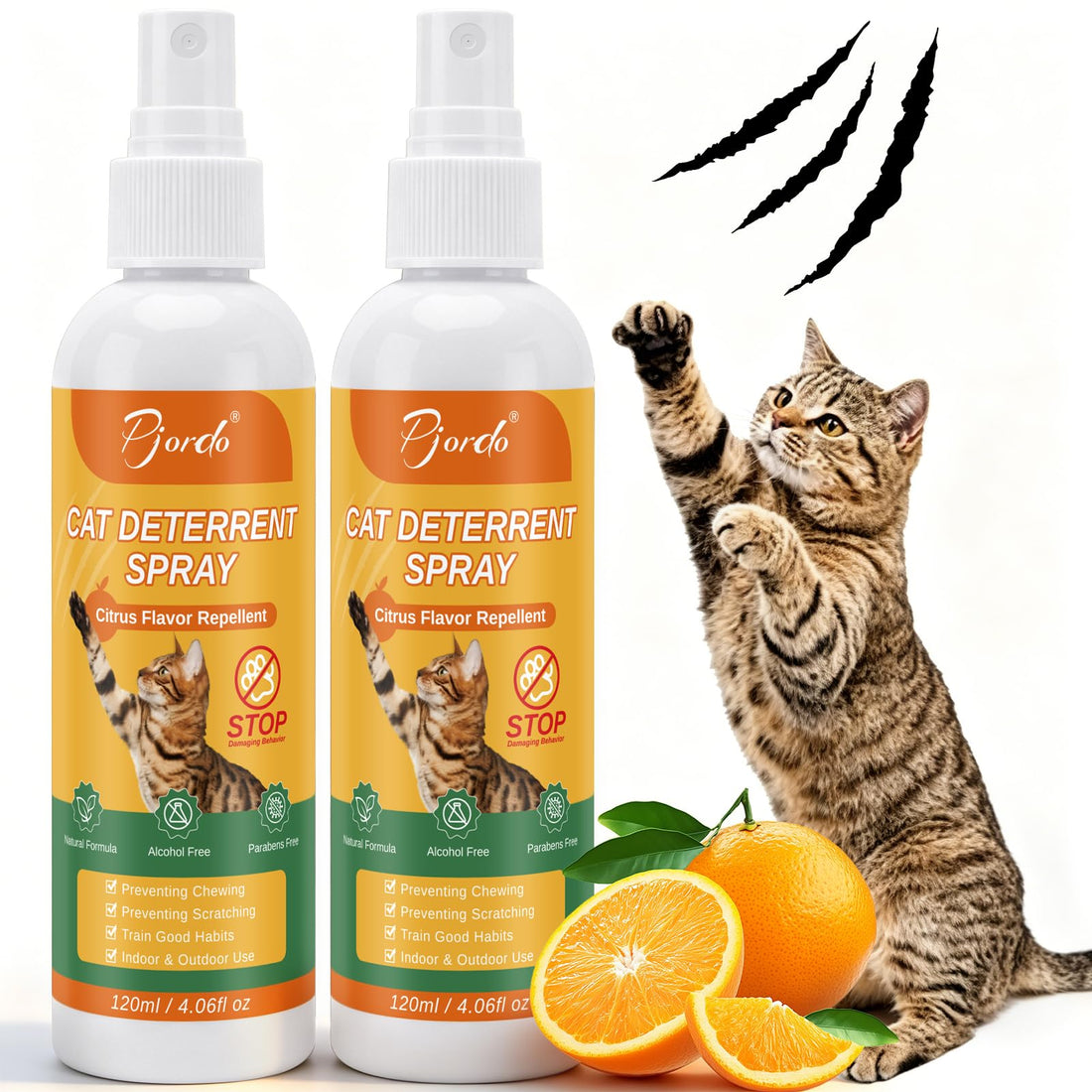 Pjordo 2Pcs Cat Deterrent Spray for Indoor & Outdoor Use