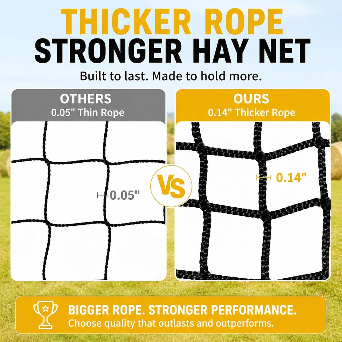 5x5 ft Round Bale Hay Net for Horses & Goats