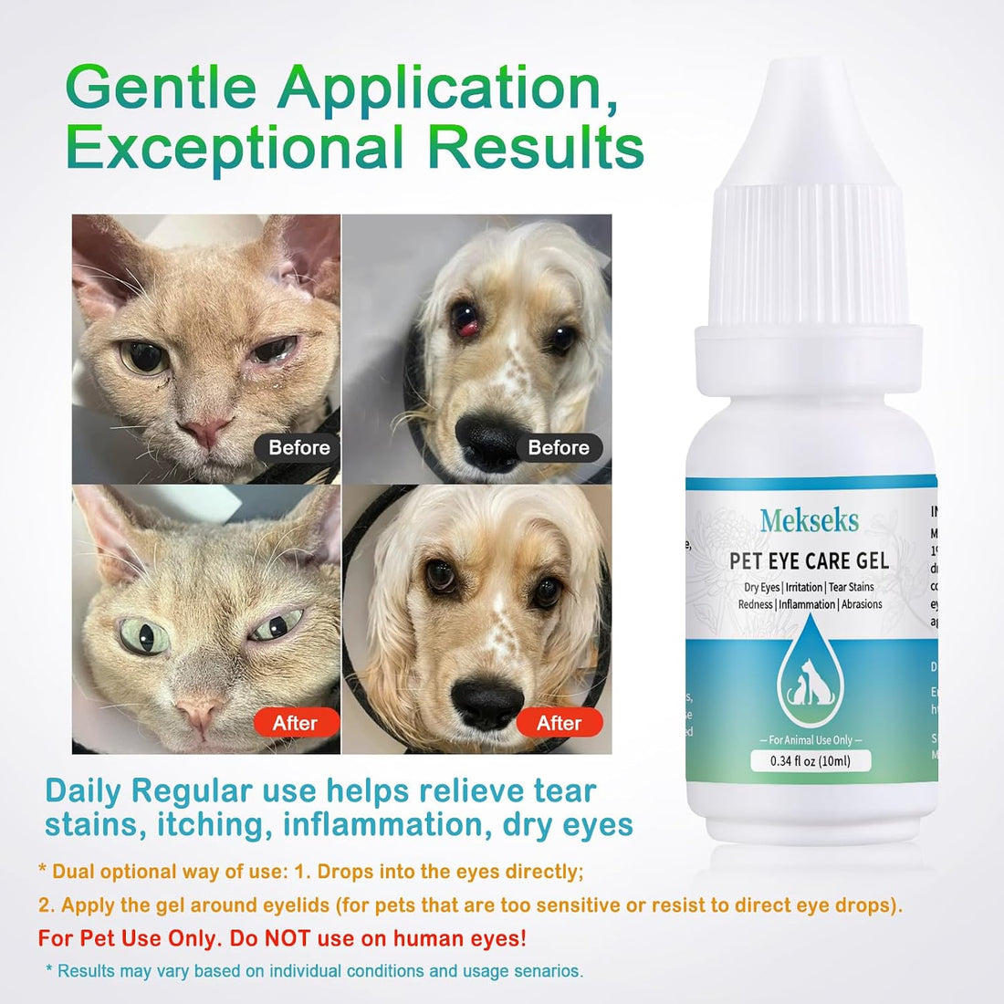 Pet Eye Care Gel Drop for Dogs, Cats, 1% Hyaluronan Eye Drops