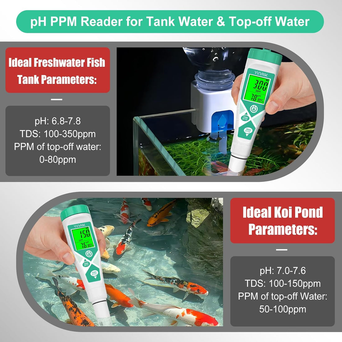 YINMIK pH Meter Salinity Tester pH Salt Meter with pH Salt Solution