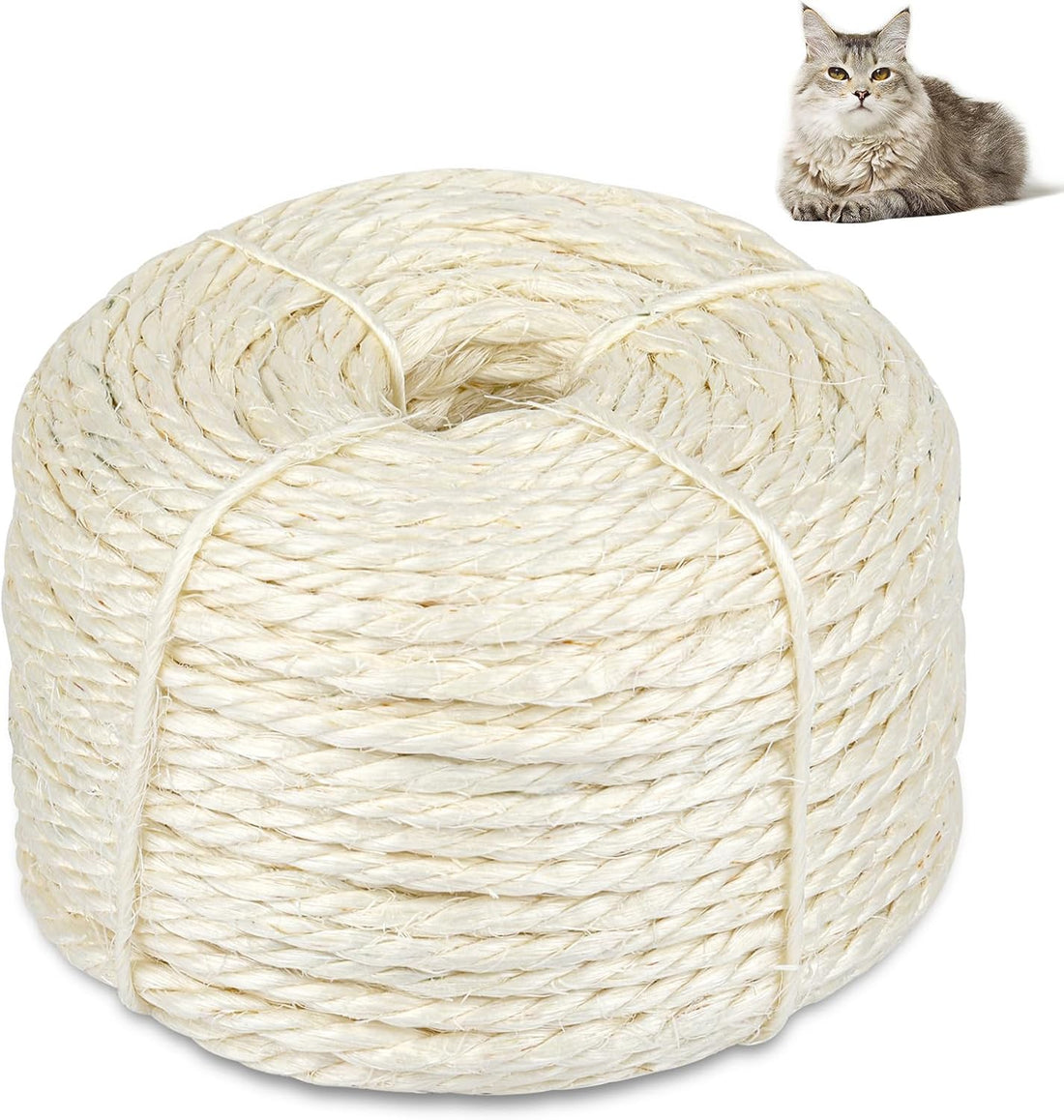 164 Ft Sisal Rope for Cat Tree, 1/6 Inch Natural Twine, Natural Color