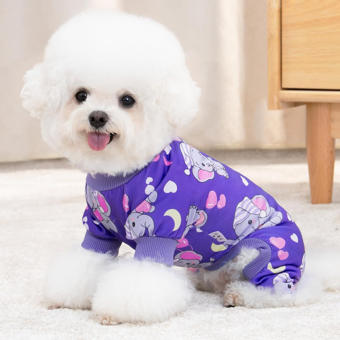 XPUDAC 4 Pieces Dog Pajamas Soft Strechy Puppy Onesies Pet Clothes